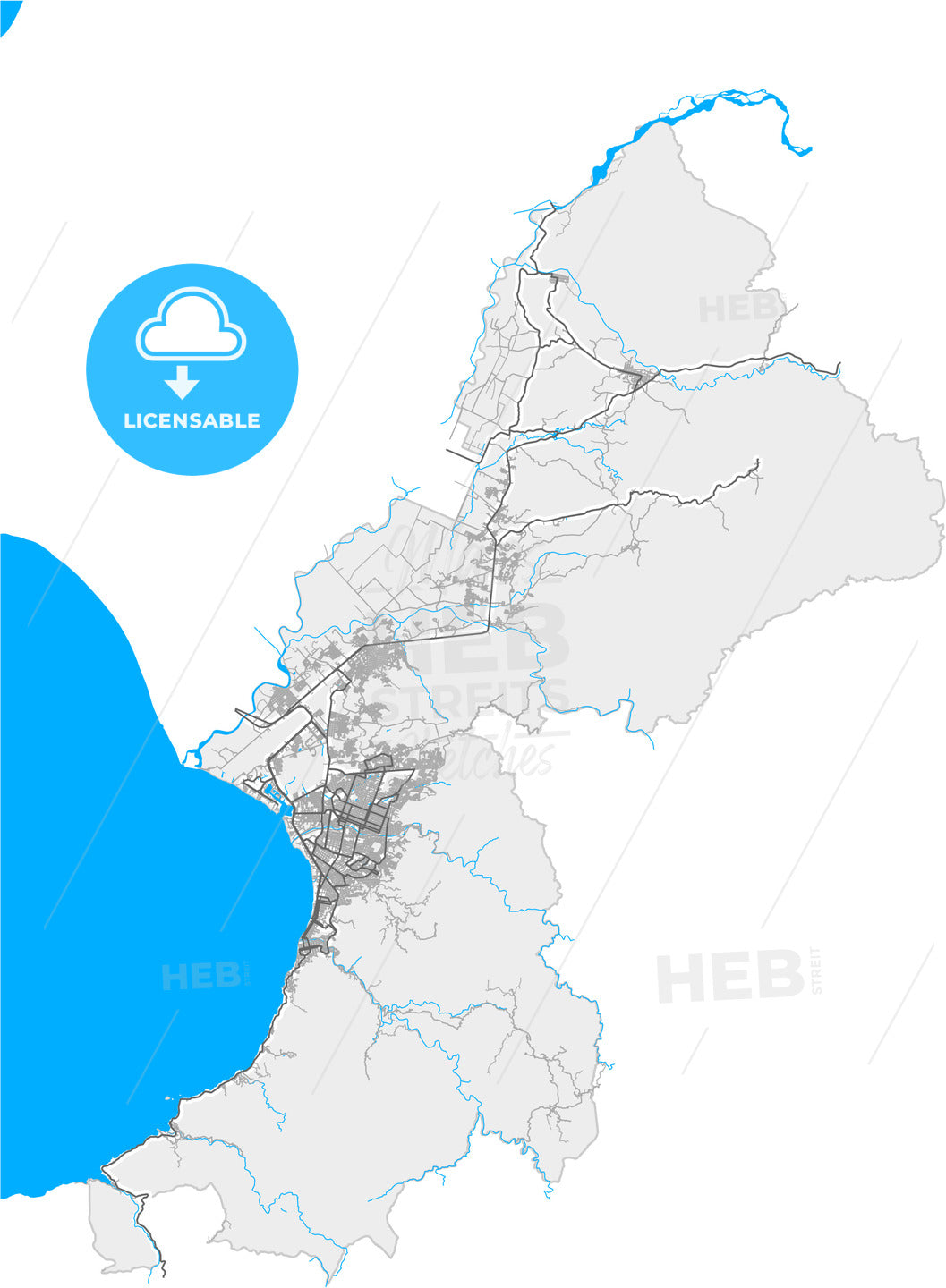 Puerto Vallarta, Jalisco, Mexico, high quality vector map