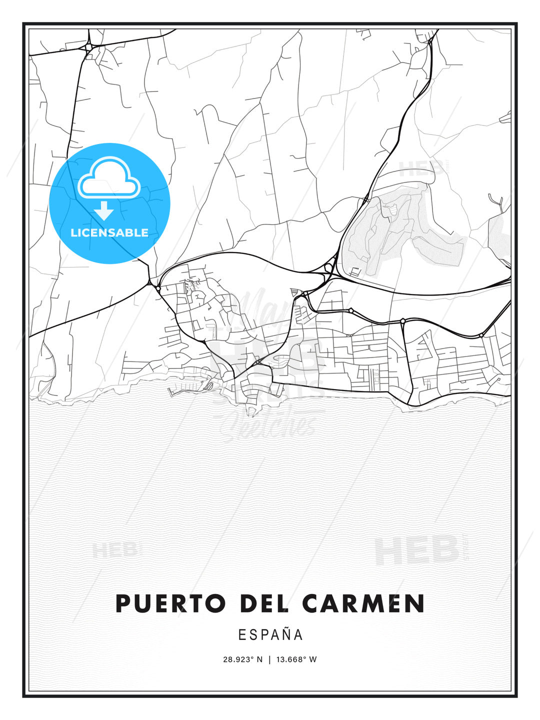Puerto del Carmen, Spain, Modern Print Template in Various Formats - HEBSTREITS Sketches