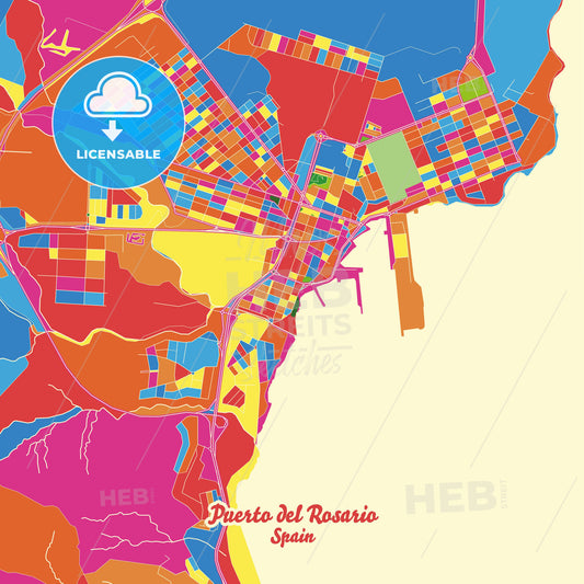 Puerto del Rosario, Spain Crazy Colorful Street Map Poster Template - HEBSTREITS Sketches