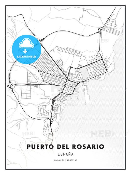 Puerto del Rosario, Spain, Modern Print Template in Various Formats - HEBSTREITS Sketches