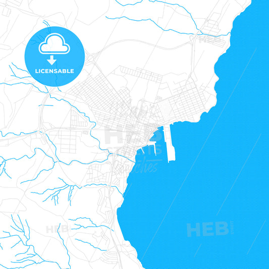 Puerto del Rosario, Spain PDF vector map with water in focus