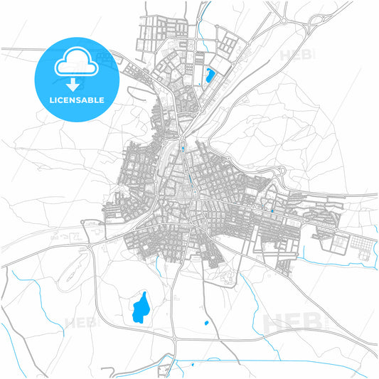 Puertollano, Ciudad Real, Spain, city map with high quality roads.