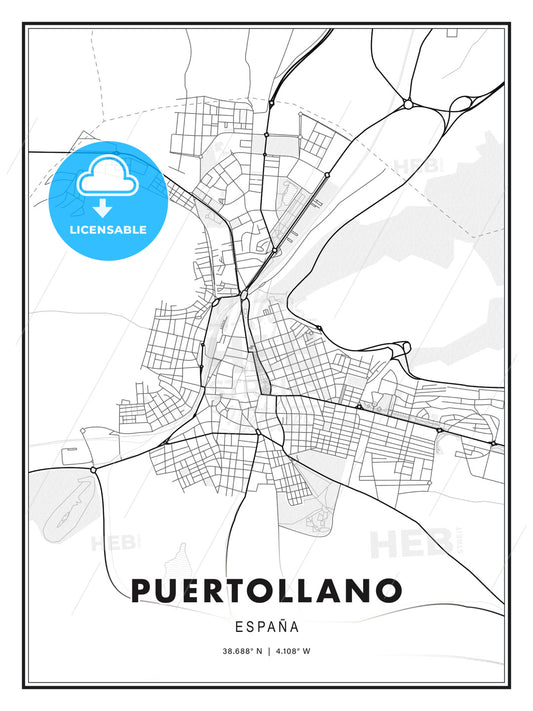 Puertollano, Spain, Modern Print Template in Various Formats - HEBSTREITS Sketches