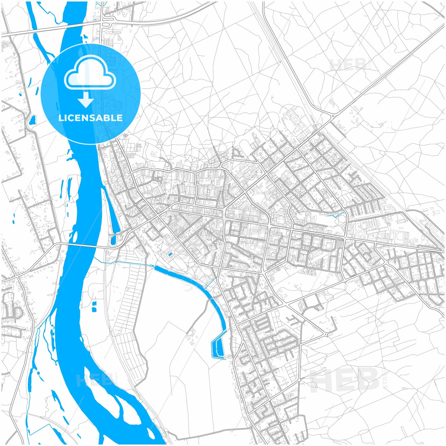 Puławy, Lublin, Poland, city map with high quality roads.