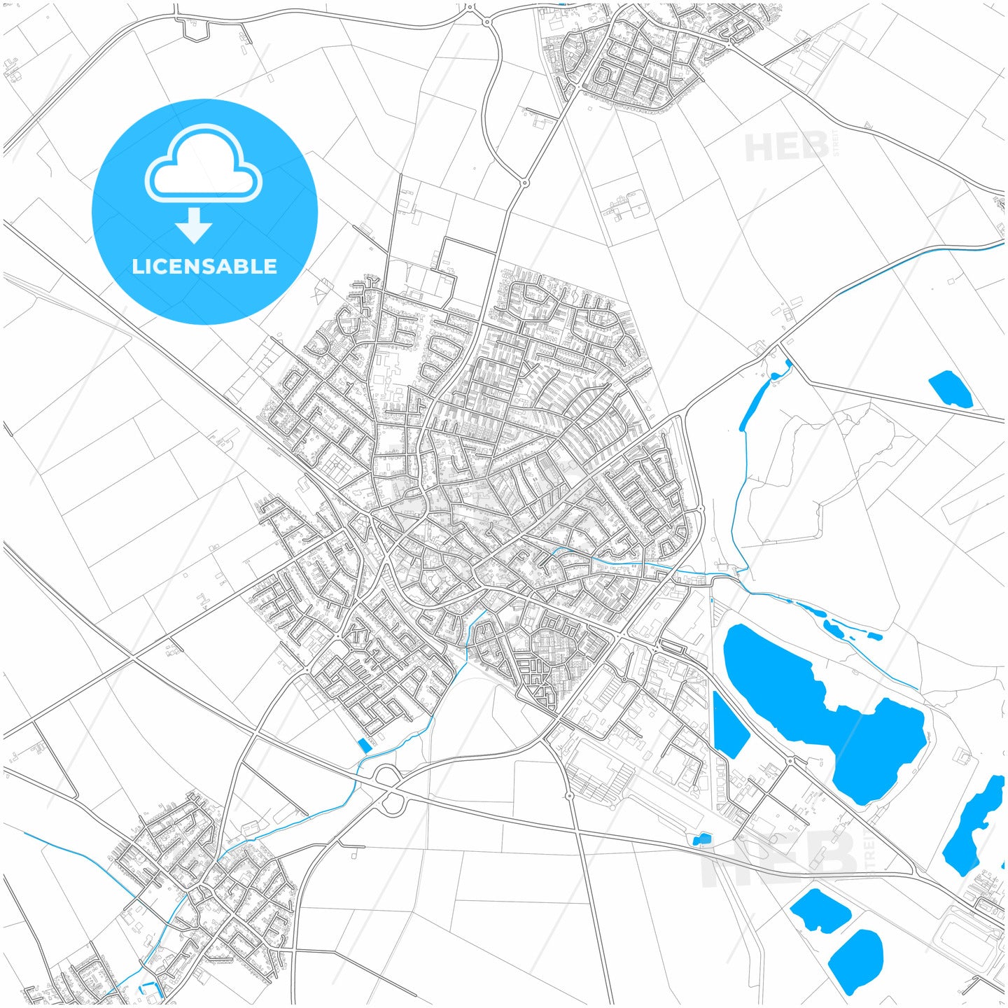 Pulheim, North Rhine-Westphalia, Germany, city map with high quality roads.