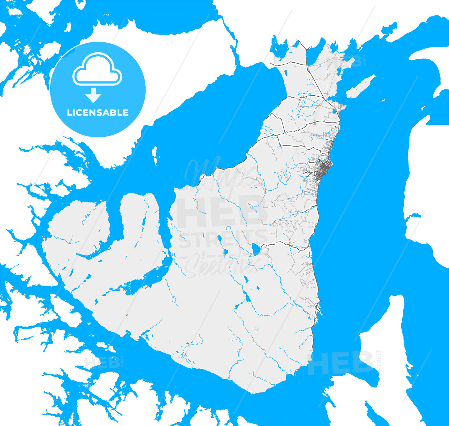 Punta Arenas, Chile, high quality vector map