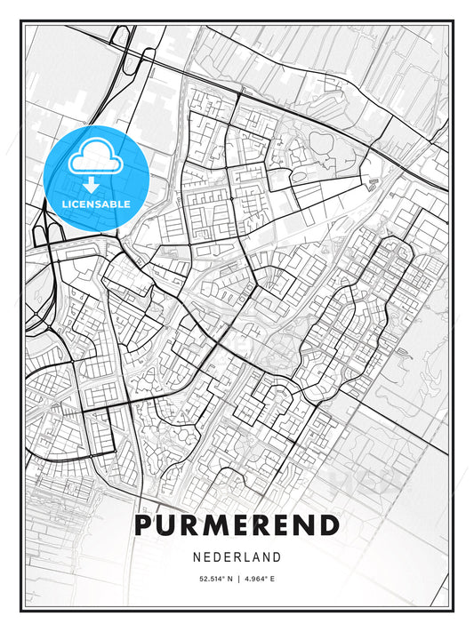 Purmerend, Netherlands, Modern Print Template in Various Formats - HEBSTREITS Sketches