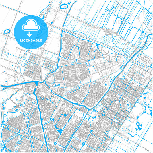 Purmerend, North Holland, Netherlands, city map with high quality roads.