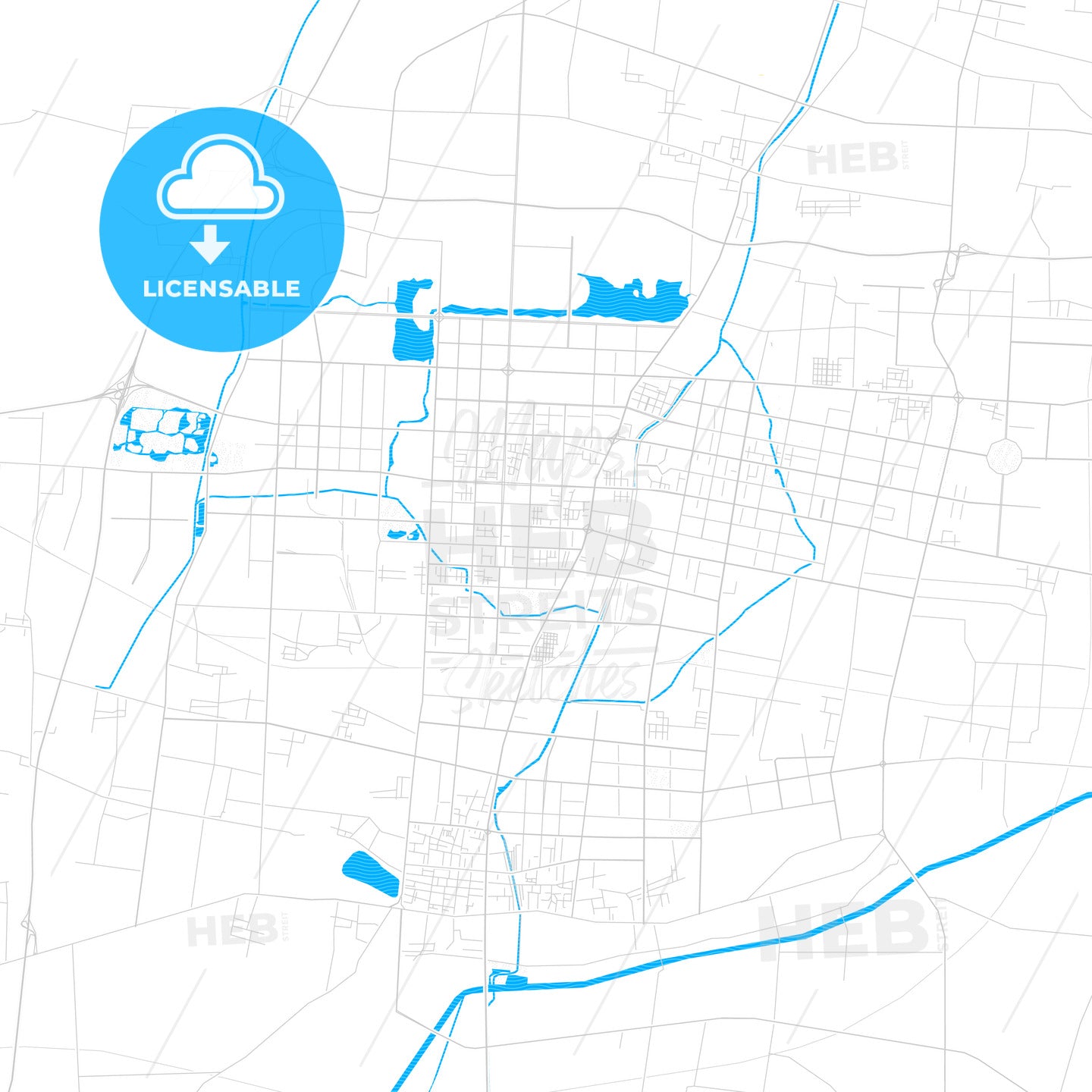 Puyang, China PDF vector map with water in focus