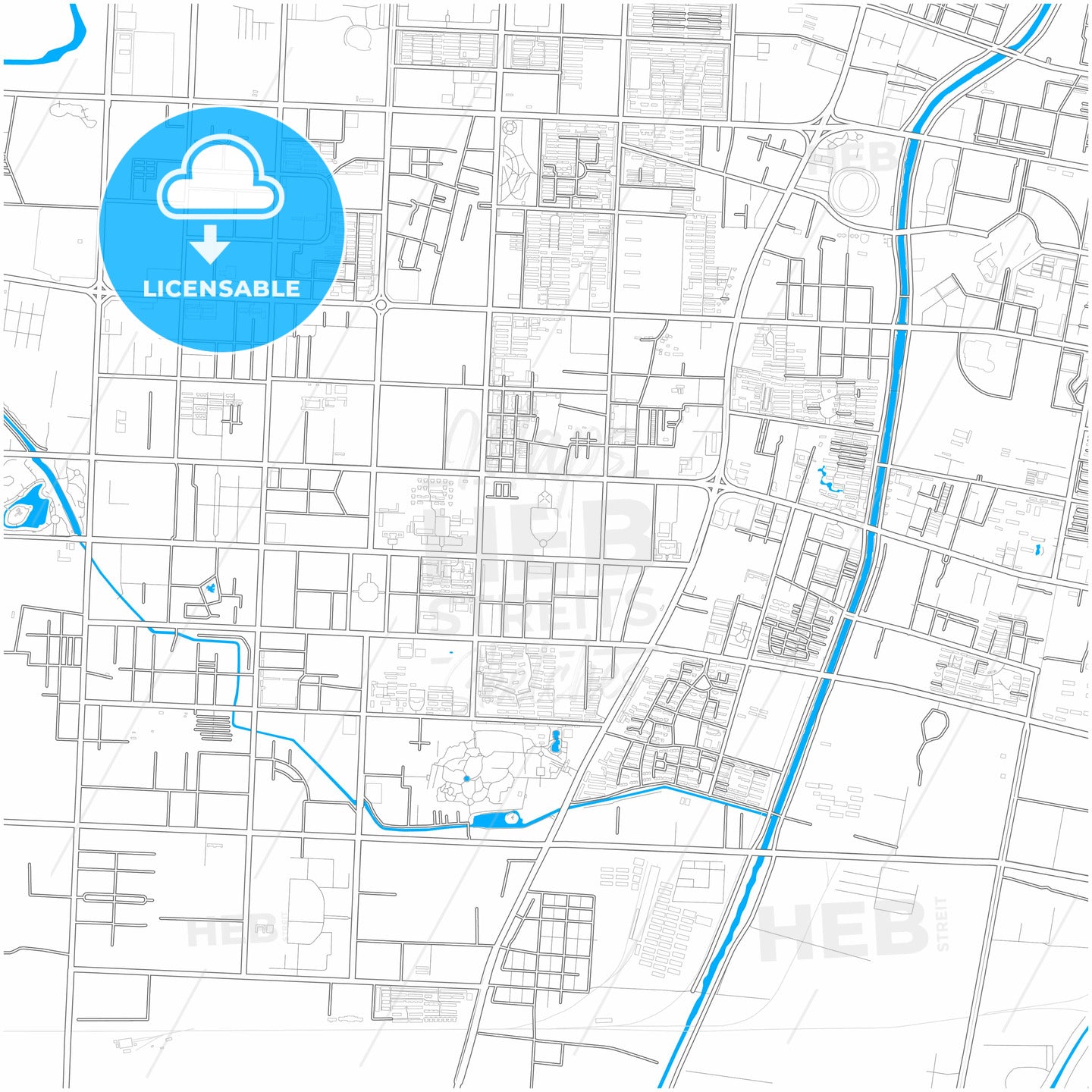 Puyang, Henan, China, city map with high quality roads.