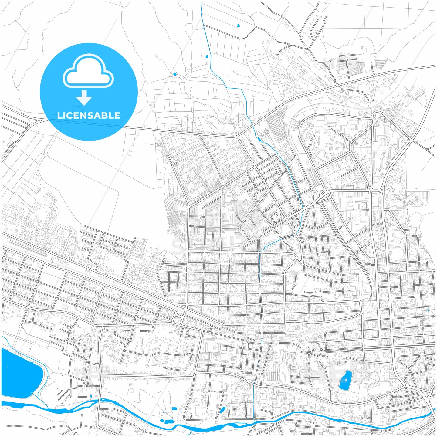 Pyatigorsk, Stavropol Krai, Russia, city map with high quality roads.