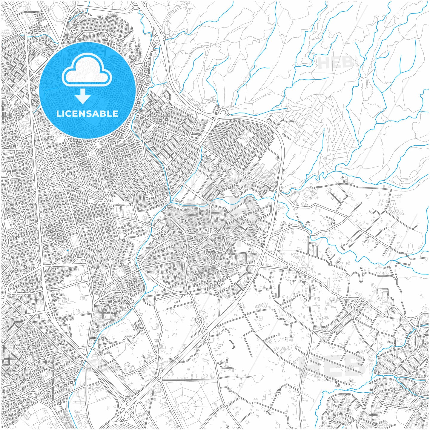 Pylaia, Central Macedonia, Greece, city map with high quality roads.