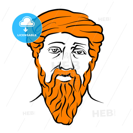 Pythagoras Of Samos Vector Drawing With Surface For Hair