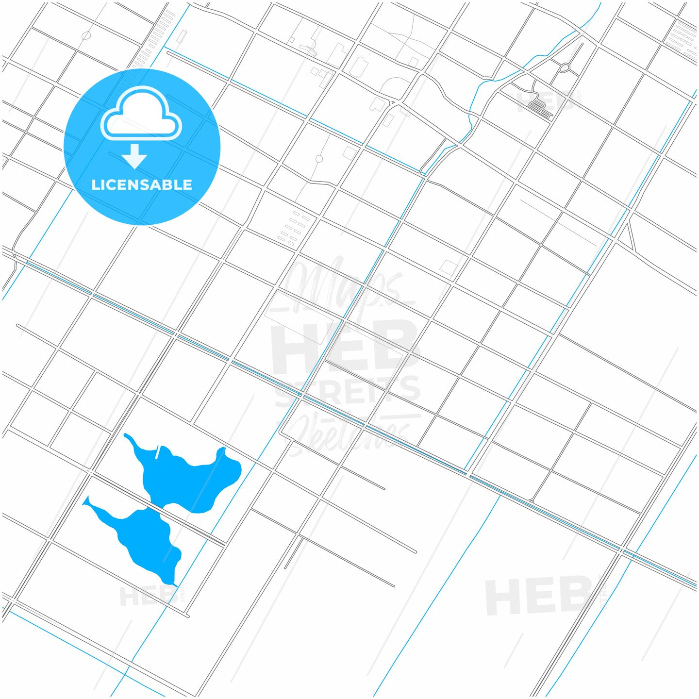 Qidong, Jiangsu, China, city map with high quality roads.