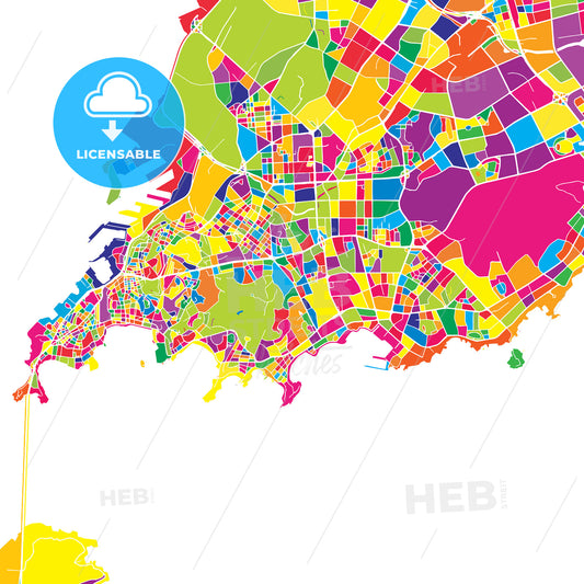 Qingdao, China, colorful vector map