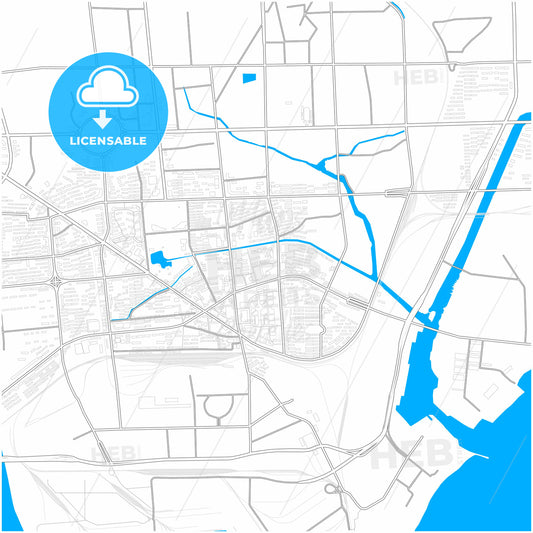 Qinhuangdao, Hebei, China, city map with high quality roads.