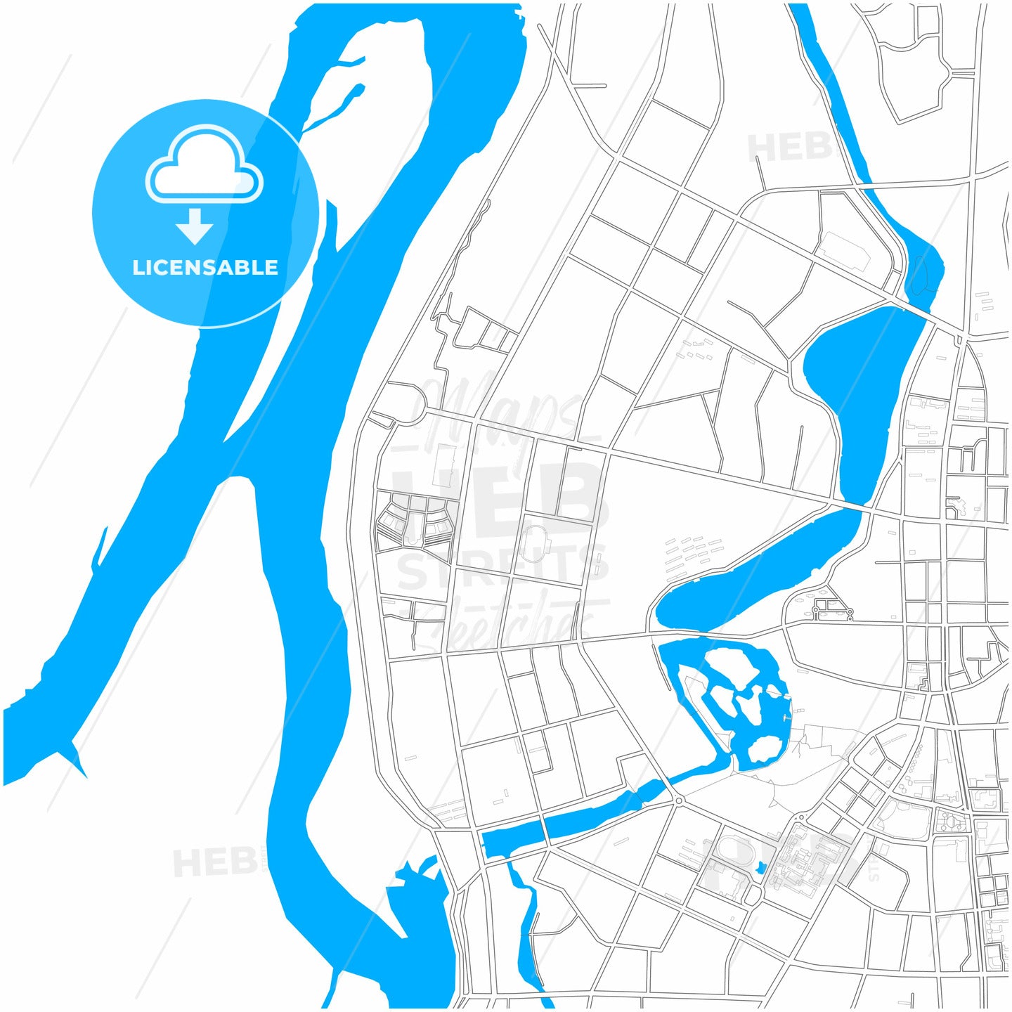 Qiqihar, Heilongjiang, China, city map with high quality roads.