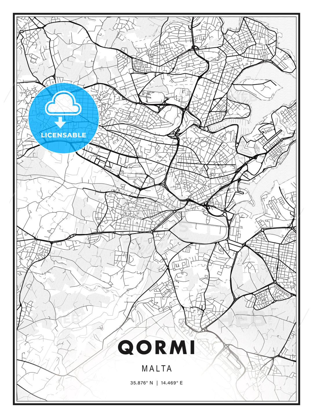 Qormi, Malta, Modern Print Template in Various Formats - HEBSTREITS Sketches