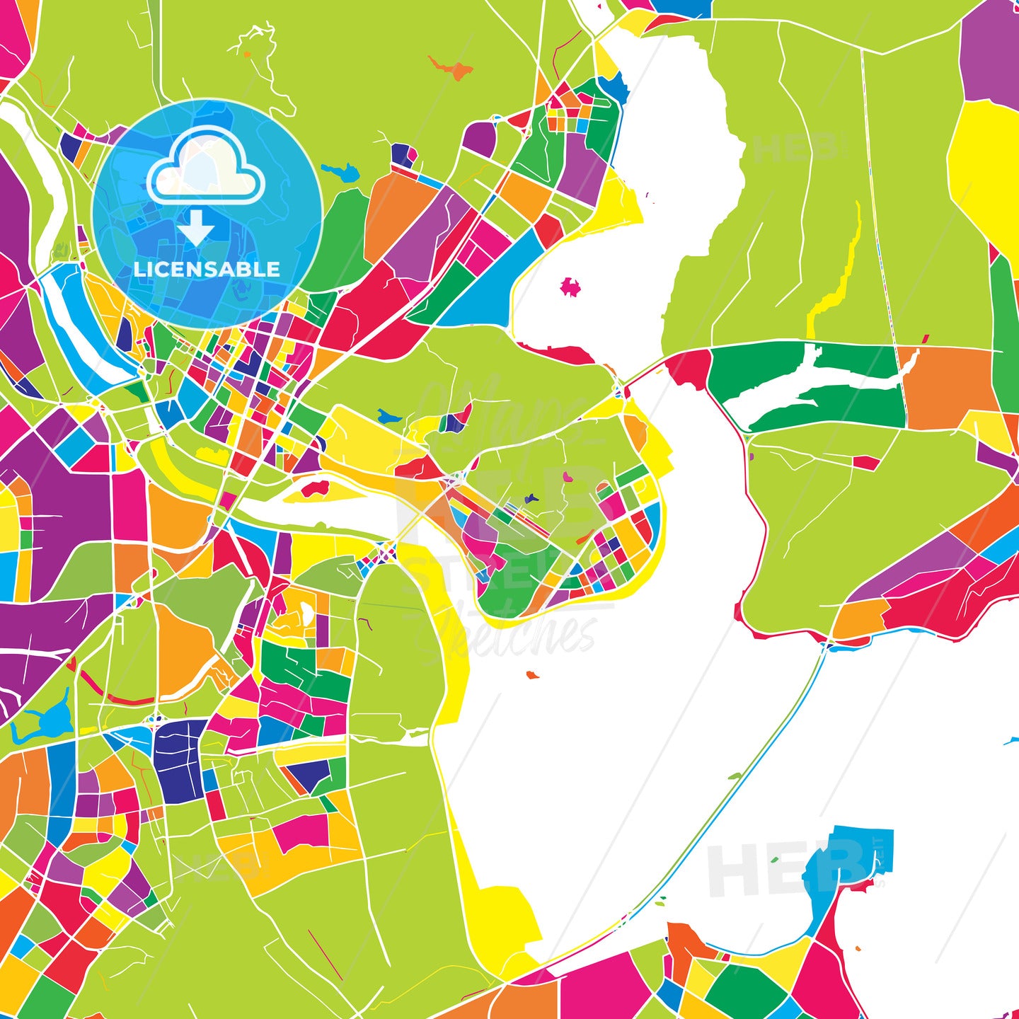 Quanzhou, China, colorful vector map