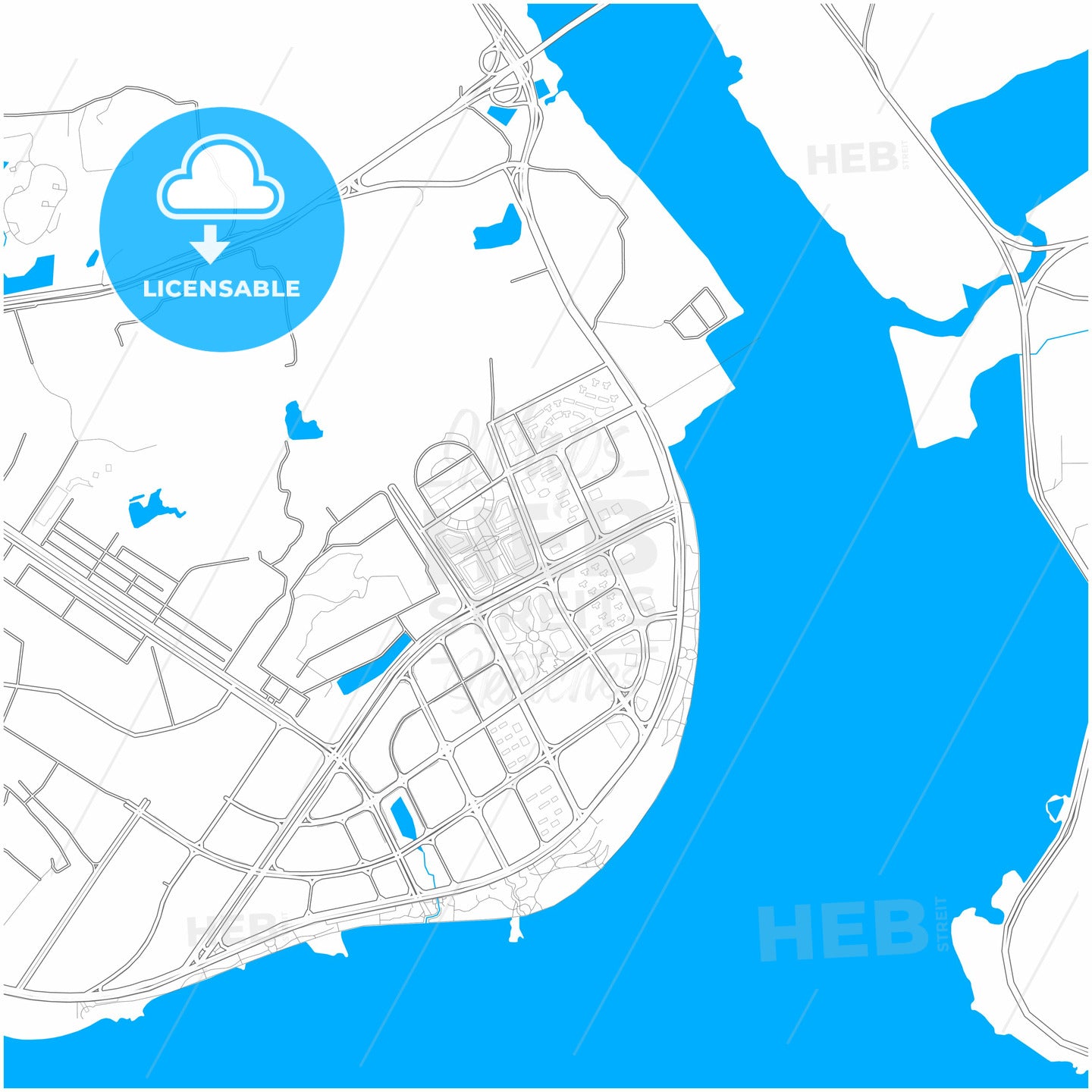 Quanzhou, Fujian, China, city map with high quality roads.