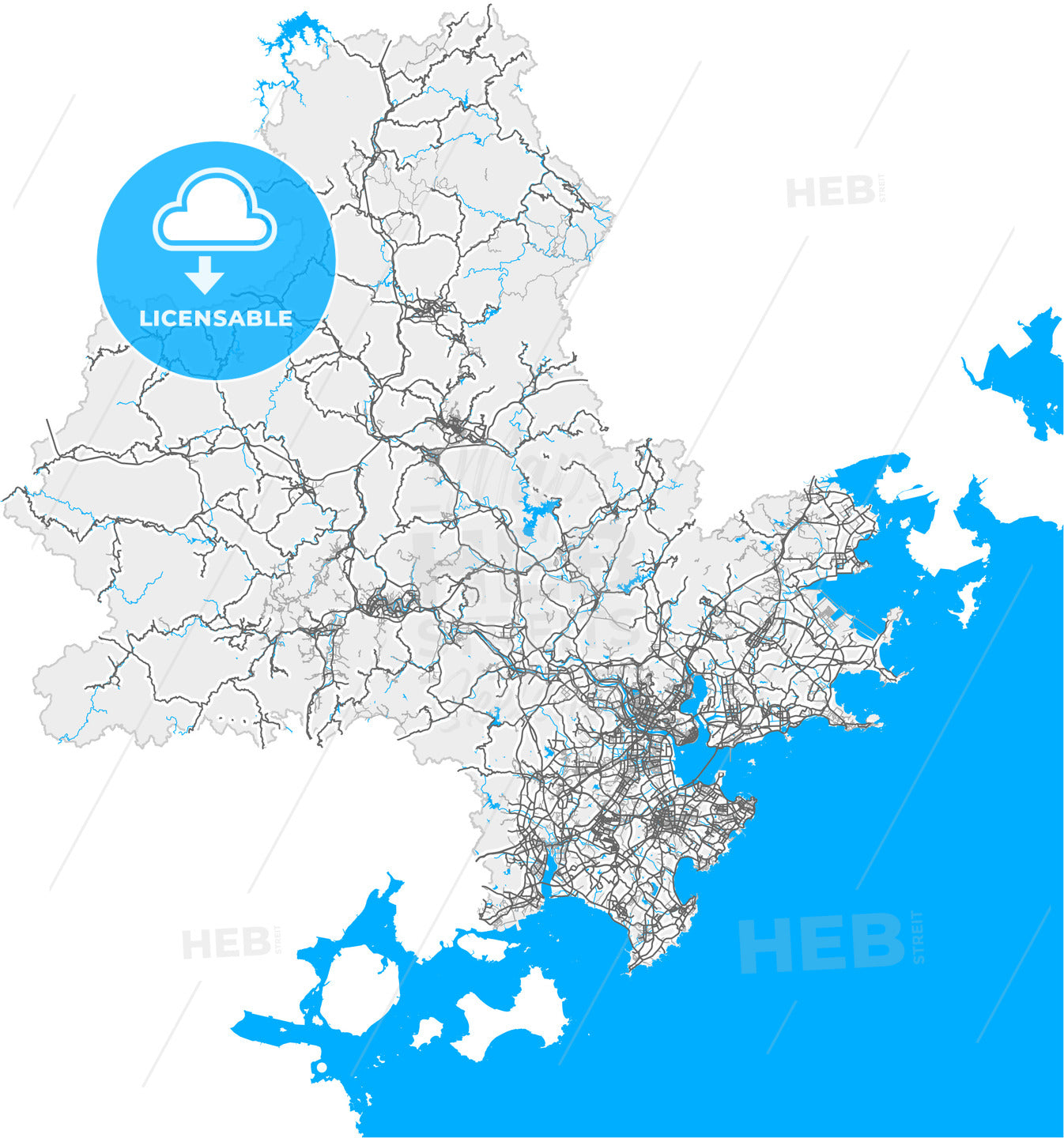 Quanzhou, Fujian, China, high quality vector map