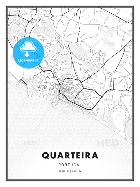 Quarteira, Portugal, Modern Print Template in Various Formats - HEBSTREITS Sketches