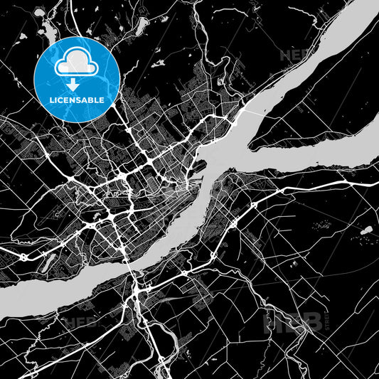 Quebec City, Quebec, Area Map, Dark