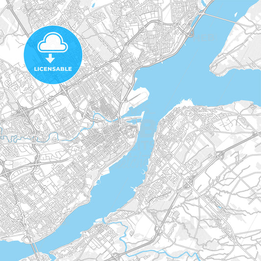 Quebec City, Quebec, Canada, bright outlined vector map