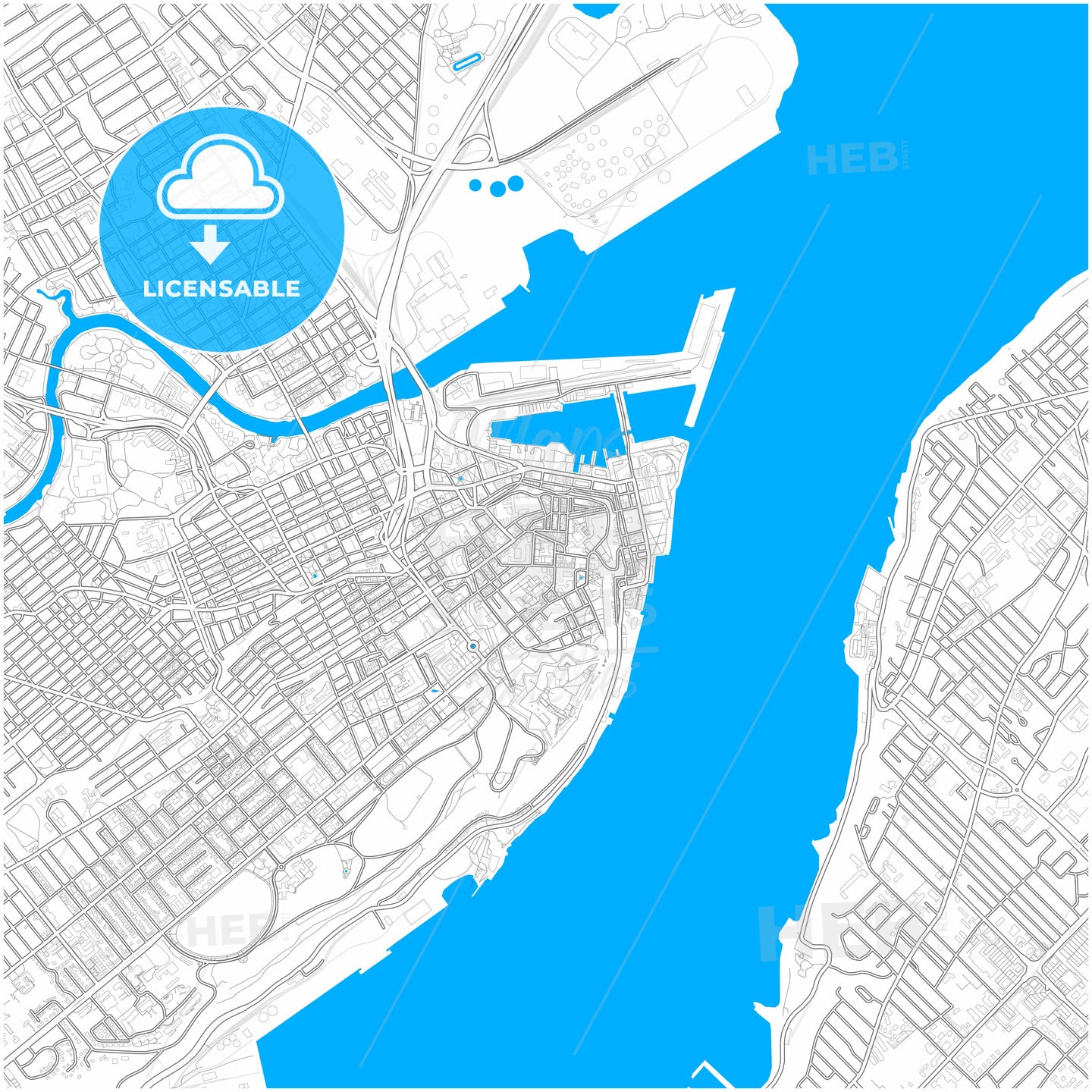 Quebec City, Quebec, Canada, city map with high quality roads.