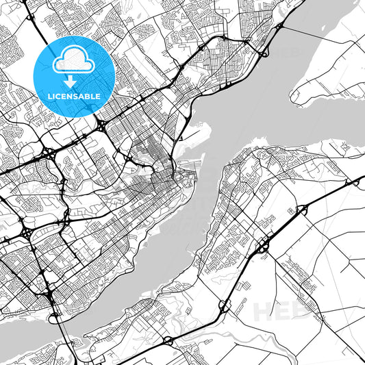 Quebec City, Quebec, Downtown City Map, Light