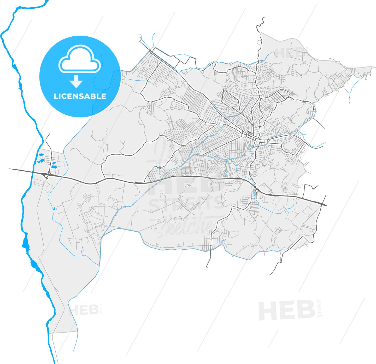 Queimados, Brazil, high quality vector map