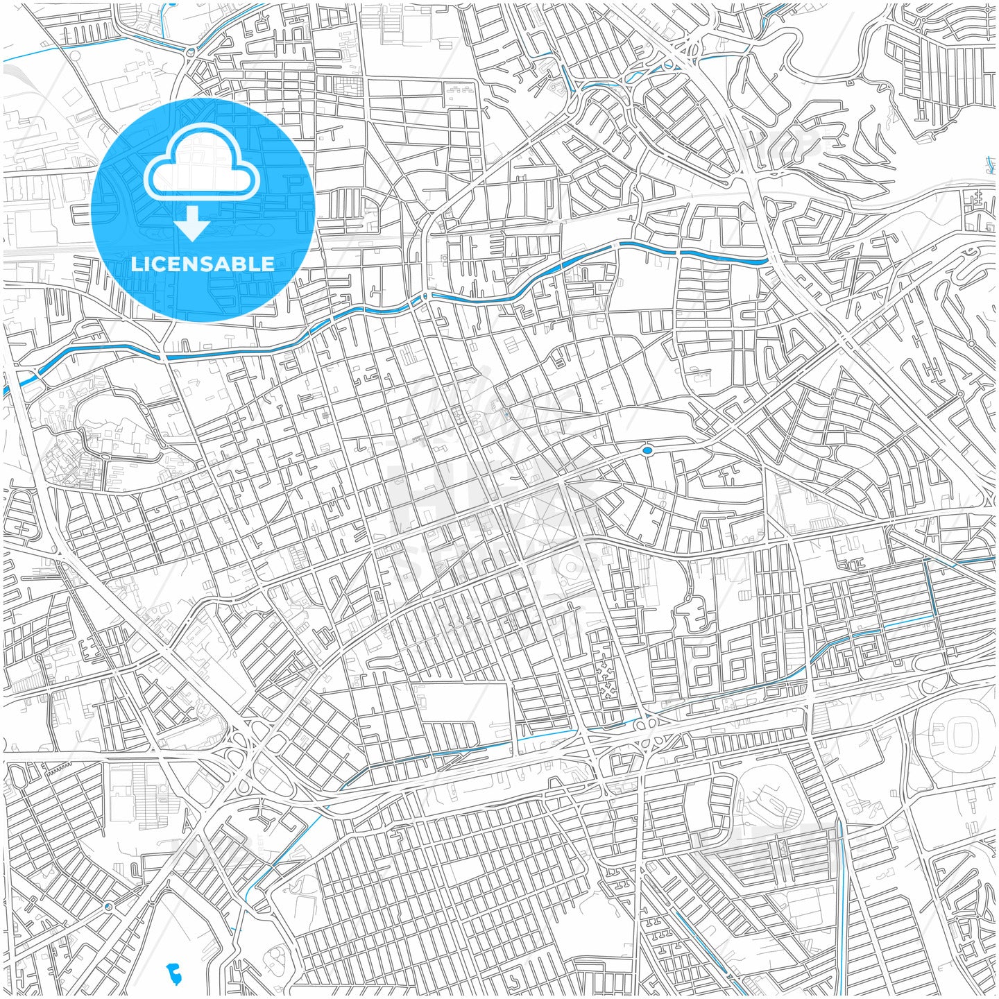 Querétaro, Querétaro, Mexico, city map with high quality roads.