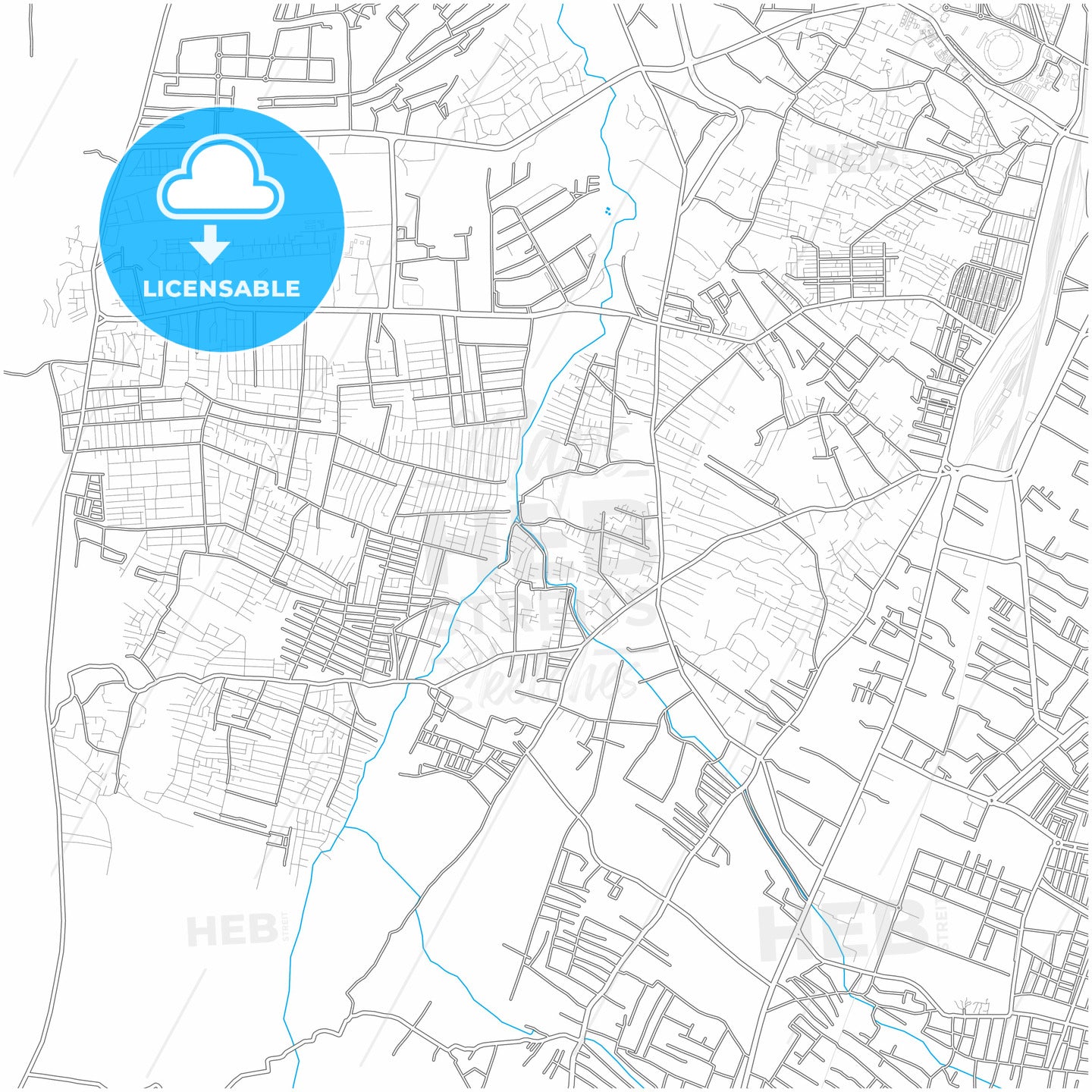 Quetta, Balochistan, Pakistan, city map with high quality roads.