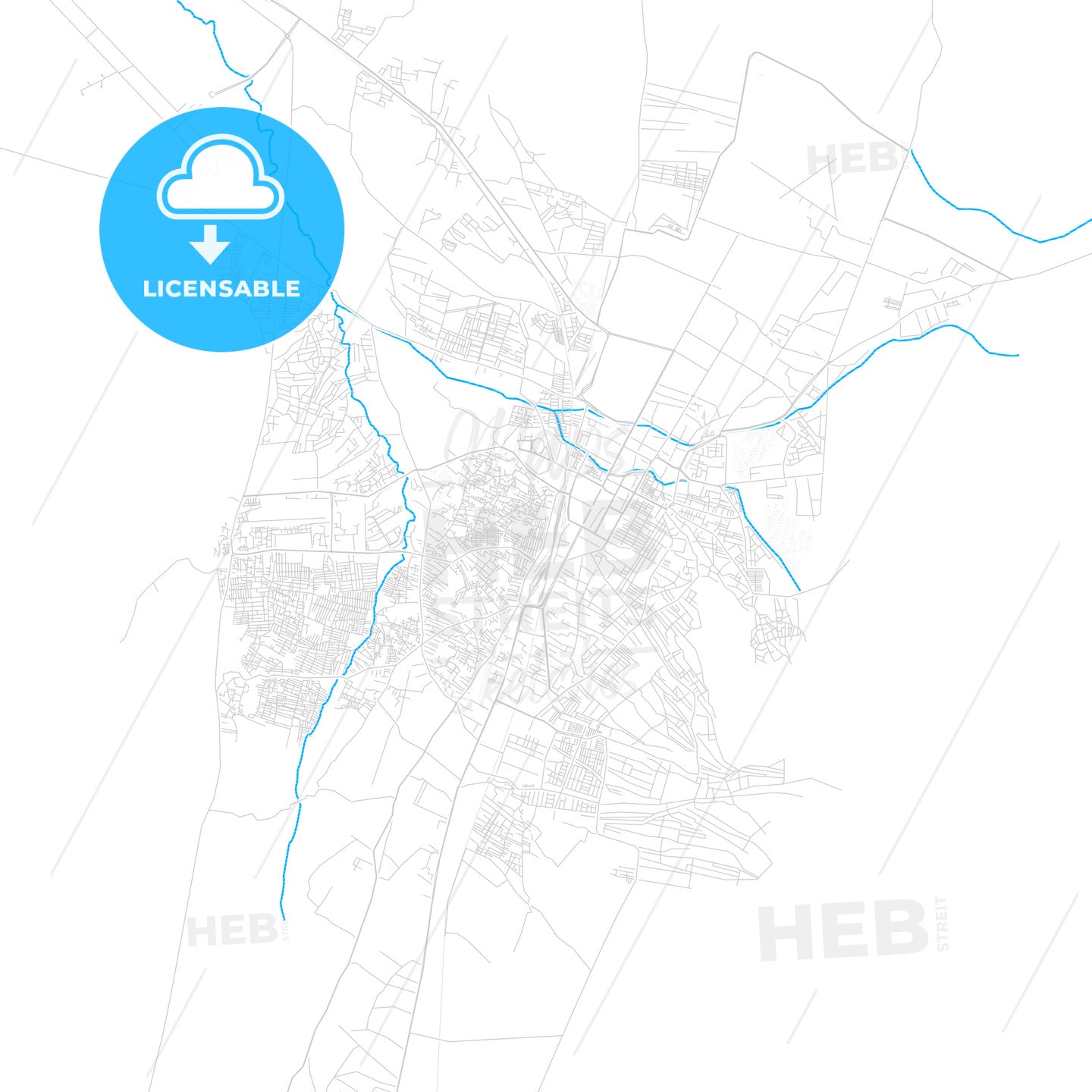 Quetta, Pakistan PDF vector map with water in focus