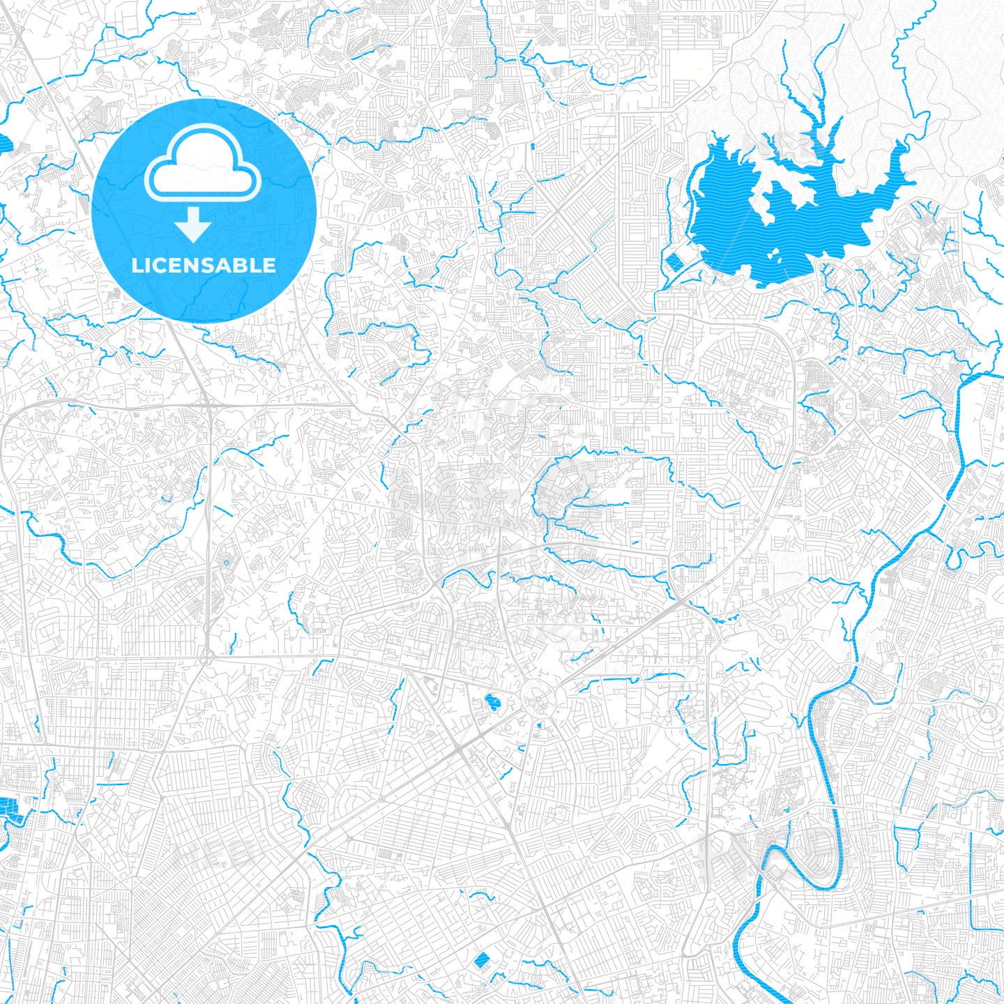 Quezon City, Philippines PDF vector map with water in focus - HEBSTREITS