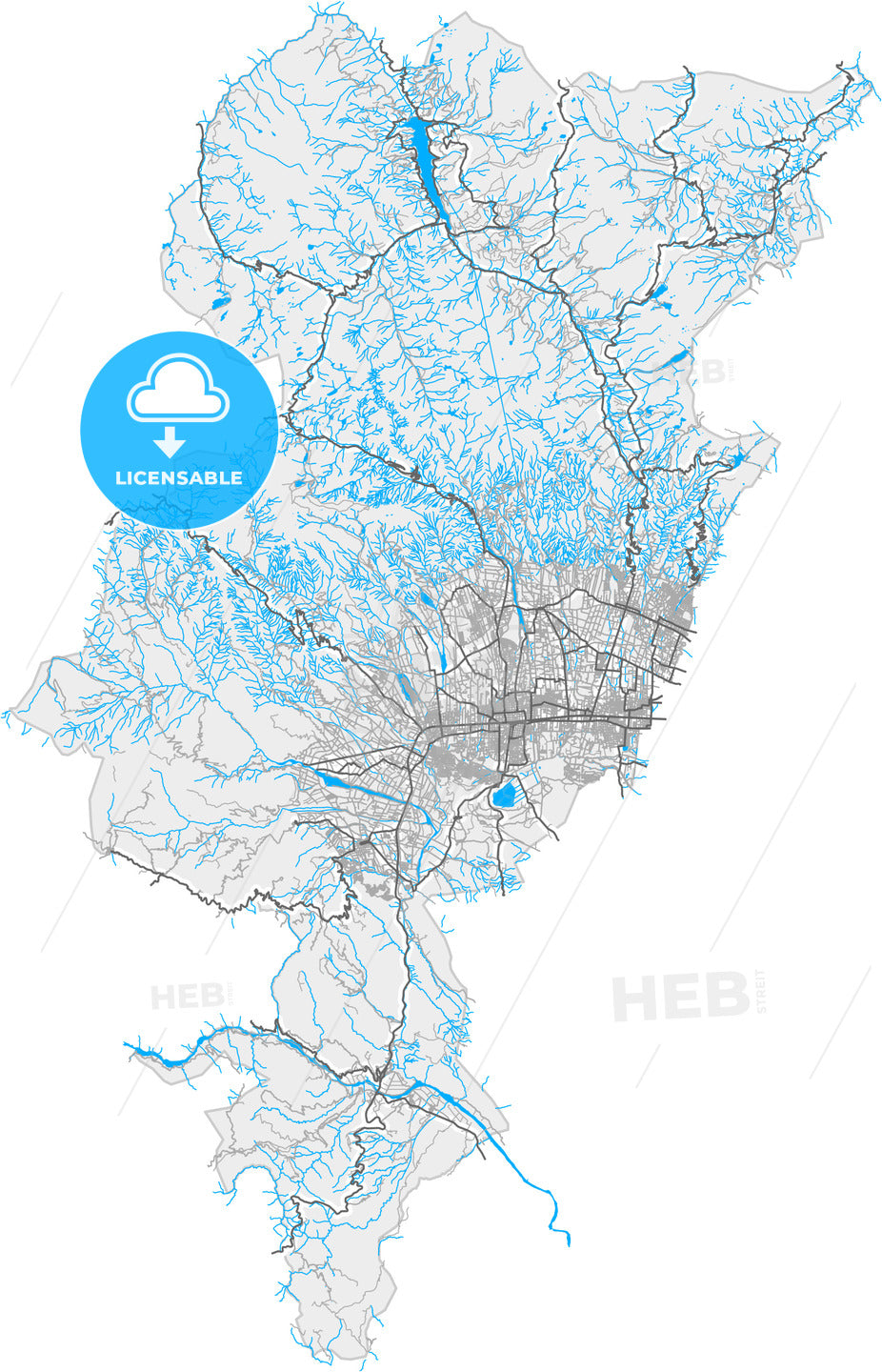 Quillacollo, Bolivia, high quality vector map