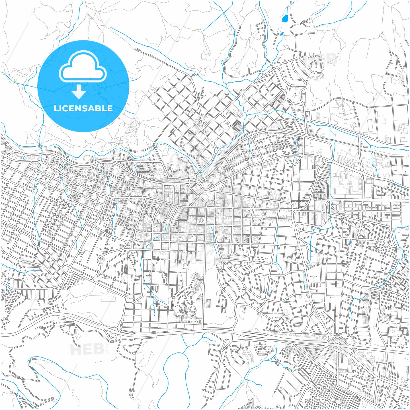 Quilpue, Chile, city map with high quality roads.