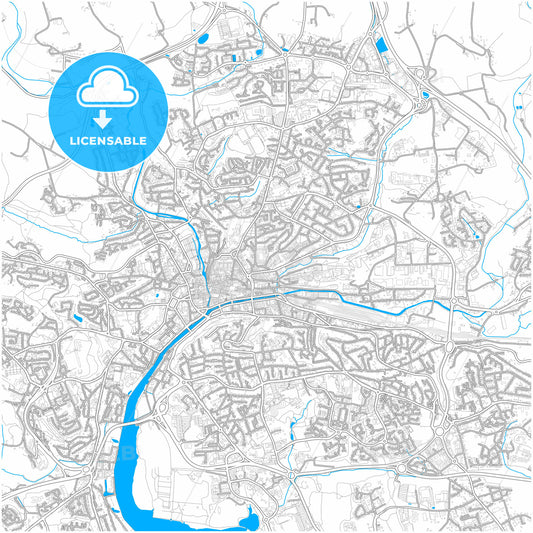 Quimper, Finistère, France, city map with high quality roads.