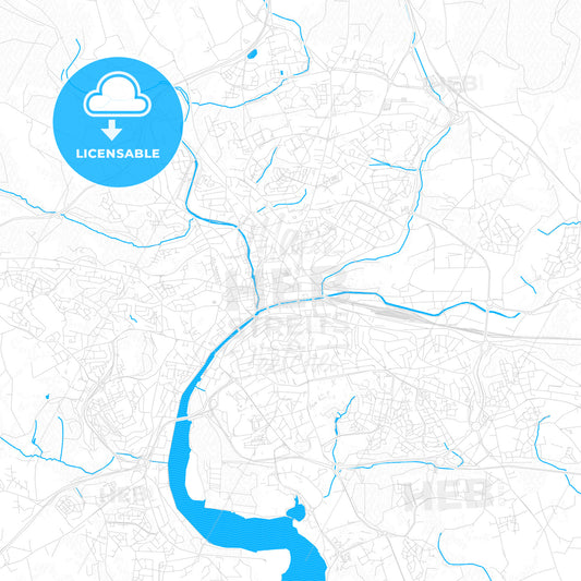 Quimper, France PDF vector map with water in focus