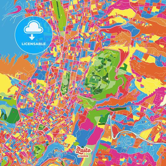 Quito, Ecuador Crazy Colorful Street Map Poster Template - HEBSTREITS Sketches