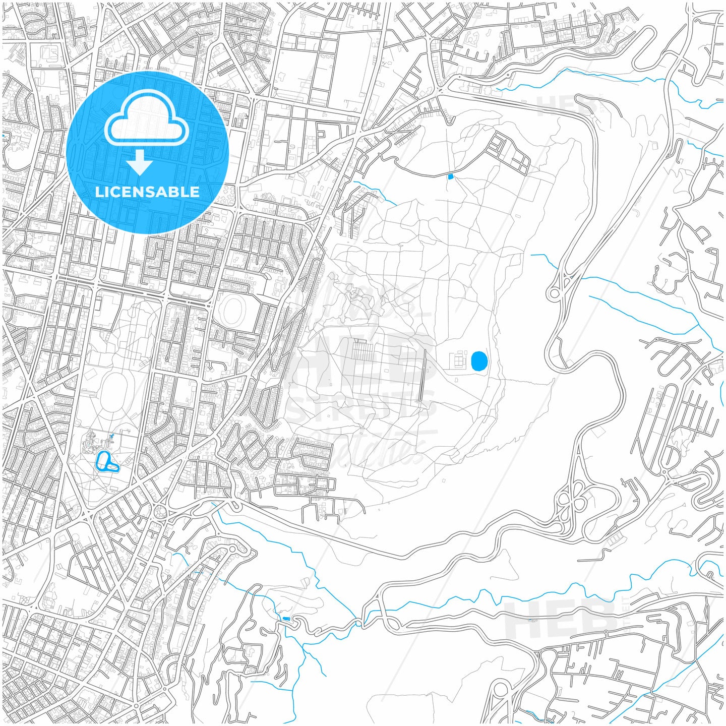 Quito, Ecuador, city map with high quality roads.