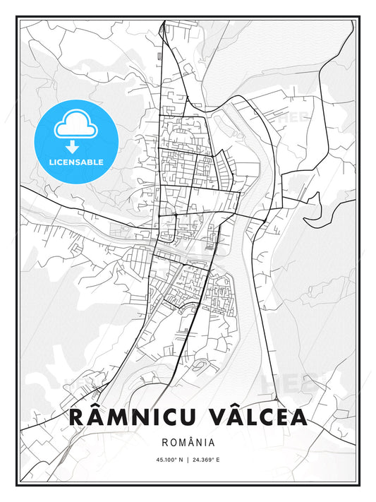 Râmnicu Vâlcea, Romania, Modern Print Template in Various Formats - HEBSTREITS Sketches
