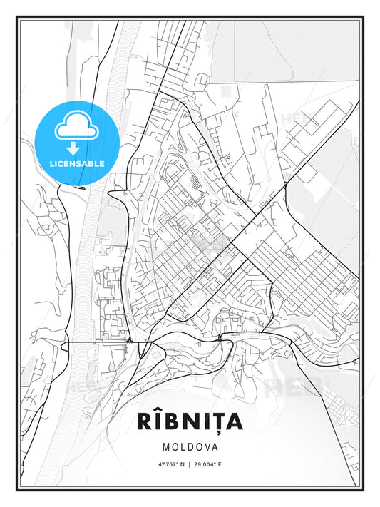 Rîbnița, Moldova, Modern Print Template in Various Formats - HEBSTREITS Sketches