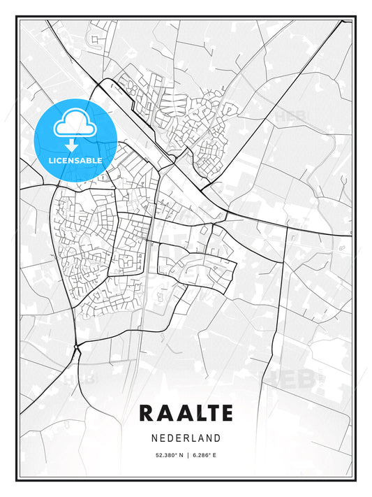 Raalte, Netherlands, Modern Print Template in Various Formats - HEBSTREITS Sketches