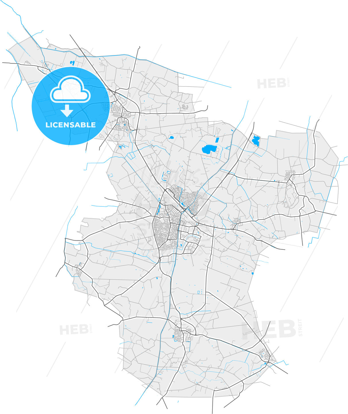 Raalte, Overijssel, Netherlands, high quality vector map