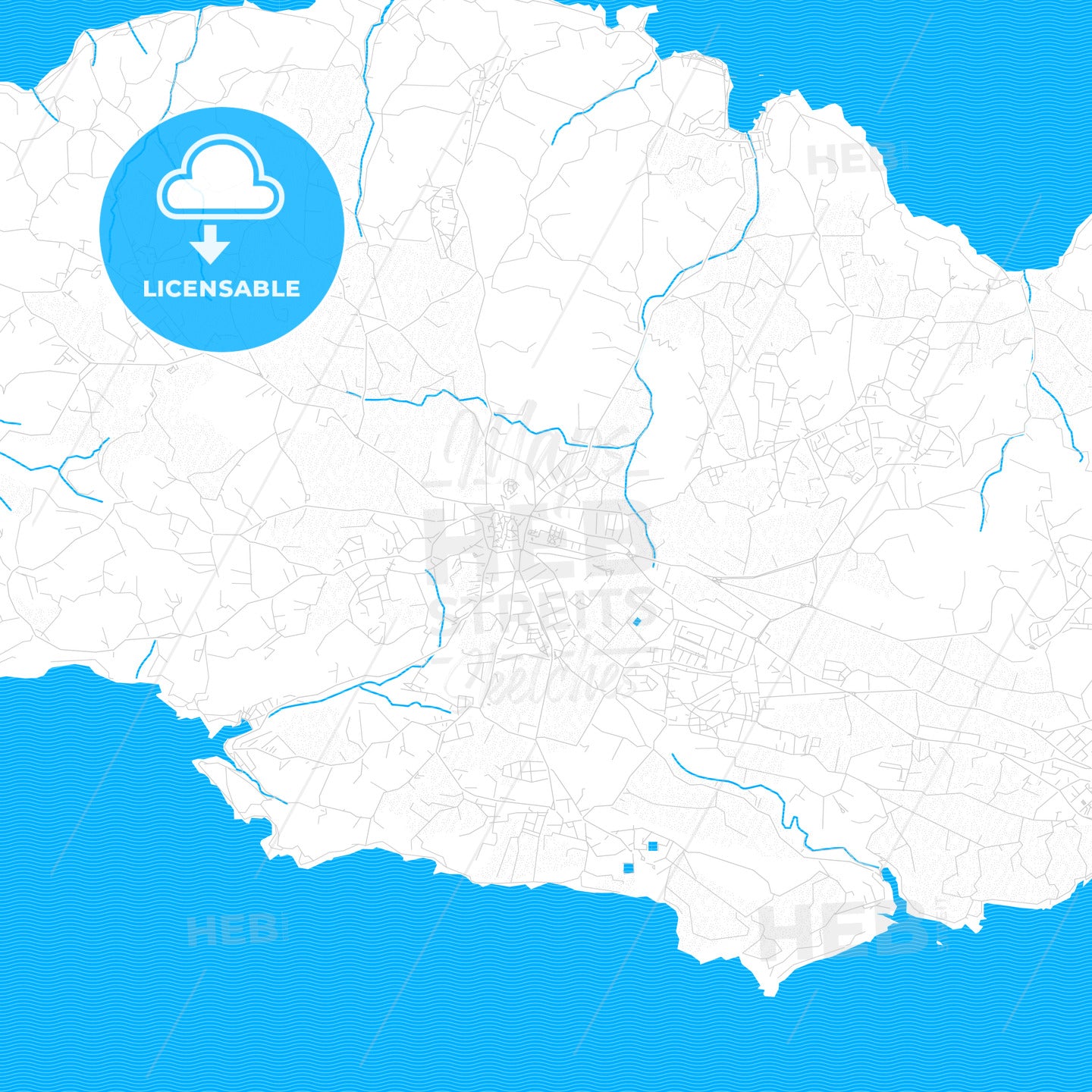 Rabat, Malta PDF vector map with water in focus