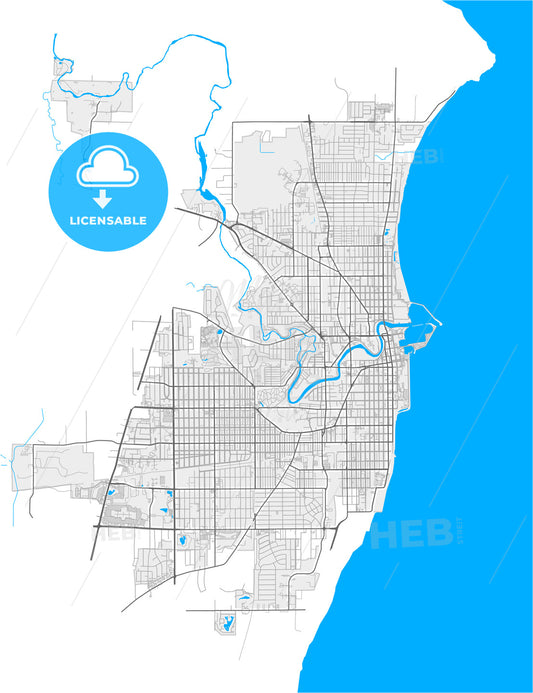 Racine, Wisconsin, United States, high quality vector map