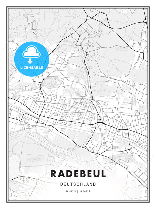 Radebeul, Germany, Modern Print Template in Various Formats - HEBSTREITS Sketches