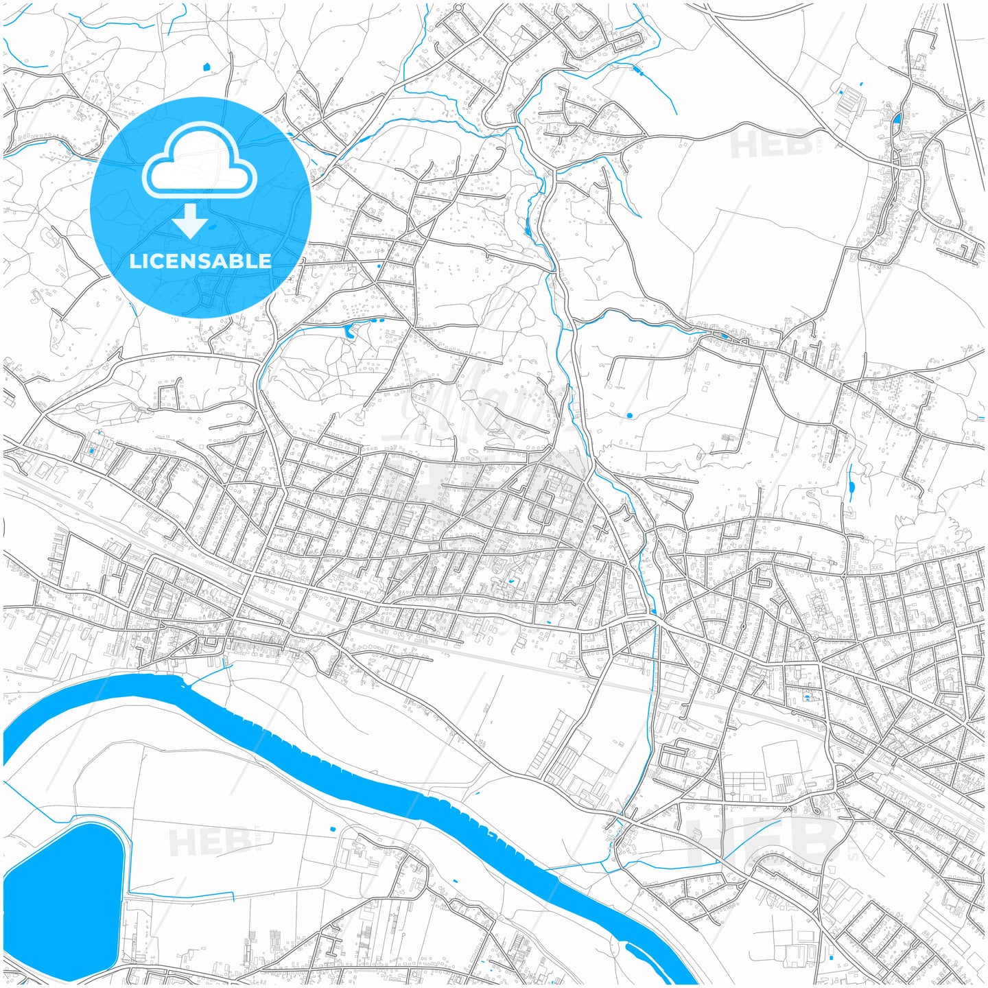 Radebeul, Saxony, Germany, city map with high quality roads.