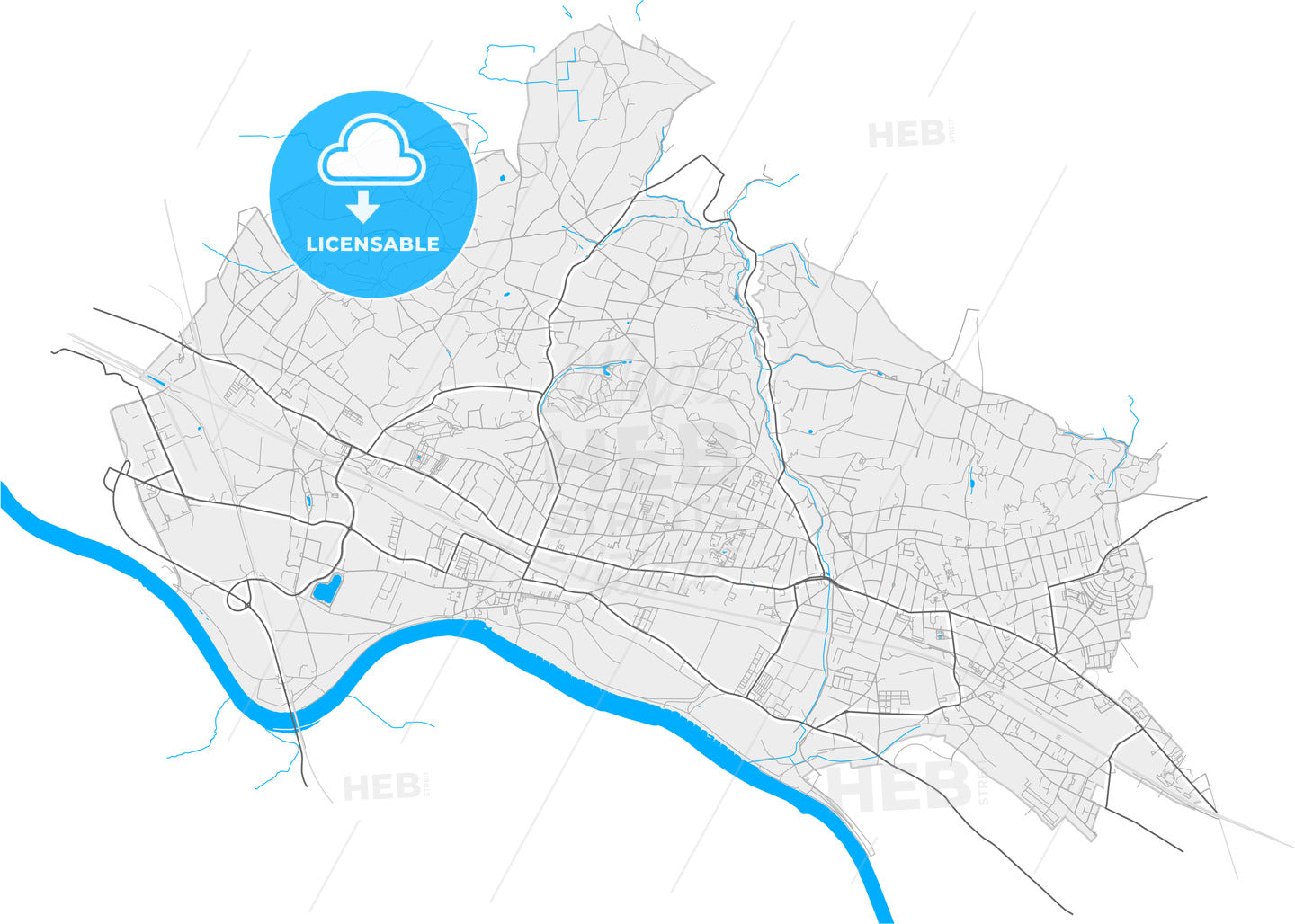 Radebeul, Saxony, Germany, high quality vector map